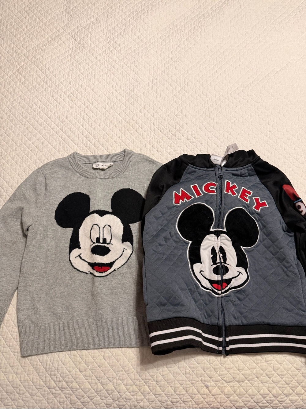 Gap Kids Grey Mickey Mouse Sweater and Disney Quilted Jacket
